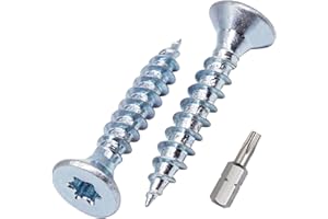 SKIR'CO (50 szt.) Wkręty do drewna ze stali ocynkowanej 5,0 x 30 mm, łeb Torx, łeb stożkowy, wkręty do płyt wiórowych, z pełnym gwintem