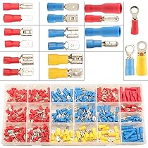 Newaner Iron Kabelschoenset, 280 stuks, 15 types, platte steekhulzen, knijpverbinding met isolatiehulzen, platte stekker, ringvork, kabelschoenen, assortimentsdoos, kabelconnectoren voor elektriciens