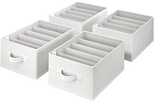 GRANNY SAYS Organizery do szafy na ubrania, zestaw 4 organizerów do szuflad, pudełka do przechowywania bielizny, składane organizery na ubrania, organizer szafa oszczędzająca miejsce spodnie, Biały