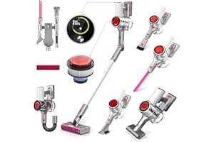 VOZASCLY 40KPa/450W Aspirapolvere Senza Fili Potente, 2025 Scopa Elettrica Senza Fili Mantiene Casa, Ultra-silenzioso LED Smart Anti-Avvolgimento Aspirapolvere spazzola per Pavimenti Tappeti Peli di Animalili