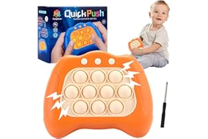 CHMMY Pop Fidget Game, Juguete Sensorial Electrónico, Juego de Puzzle de Empujar Burbujas con Luz, Juguete de Desarrollo Temprano, Juego de Descompresión para Viajar, Naranja