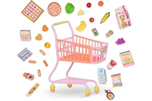 Glitter Girls - Koszyk GG - Zestaw wózków do supermarketów na kółkach - 29+ akcesoriów spożywczych - Pizza, lody i owoce - 3 lata i więcej