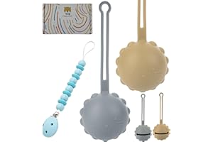 HappyDoo - 2 Portaciuccio in silicone - Include 2 Porta Ciuccio Neonato - Portaciuccio Scatola No BPA - Porta Succhietto Colori Beige e Grigio - Scatolina Portaciuccio