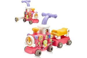 ITSLIFE 5 in 1 Baby Lauflernhilfe, Lauflernwagen mit Montessori Spielzeug und Musik, Lauflernwagen Einstellbare Geschwindigkeit, Gehfrei Baby ab 6 Monaten, Geschenk für Jungen und Mädchen, Rosa