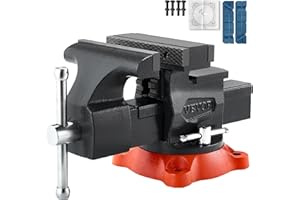 VEVOR Étau Établi Polyvalent Largeur Mâchoire 140 mm, Étau Atelier Fonte Ductile, Ouverture Max de Mâchoire Arrière 180 mm, avec Enclume, Base Pivotante 360°, Gorge 73 mm, pour Serrage de Tuyaux Ronds
