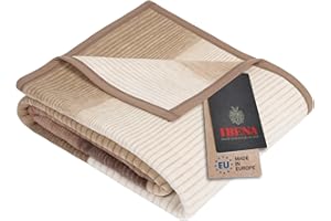 ‎IBENA Ibena Granada Decke 150x200 cm – Kuscheldecke beige braun, pflegeleichte und kuschelweiche Baumwollmischdecke mit tollem Karomuster