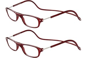 TBOC Pack: Lunettes de Lecture – (Deux Unités) Dioptrie +2.00 Monture Bourdeaux Femme Homme Aimant Fermeture Pliable Régable Magnetique