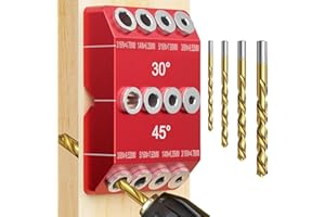 YOHOLD Guide de perçage d'angle de 30 45 à 90 degrés pour trous coudés/droits, 4 tailles Gabarit de percage oblique,Localisateur de Trou Oblique,Positionneur de Trou Oblique pour Travail du Bois