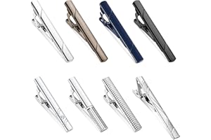 YADOCA 8 Pièces Pinces à Cravate pour Hommes Argent Pince à Cravate Ensemble pour Cravates RégulièRes Cravate Mariage Affaires Clips avec BoîTe-Cadeau
