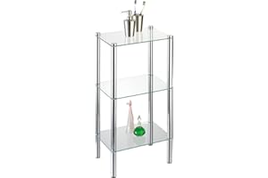 Axentia Solanio Regał Łazienkowy, Szkło, Srebrny, 40 x 77 x 30 cm