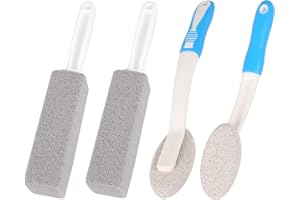 NACAIKJ 4pcs Pietra Pomice per Pulizia Piedi Pietra di Pulizia per Wc con Manico Naturale Pietra di Pulizia per Lavabo WC Cucina Piscina Piede Cura