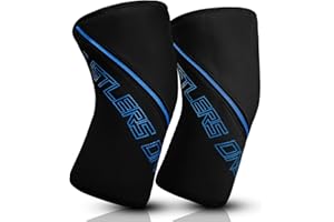 Hustlers Only 7MM Gym Knee Sleeves for Powerlifting, Weightlifting Double Ply Knee Sleeves for Support, knee Pian Relief and Protection Heavy Duty Pair for Strongman and Women (Black/Blue, L)