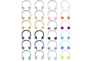Rajnard Septum Piercing Septum Nariz Anillos 16G 8 mm /10 mm Acero quirúrgico y plástico Piercing Helix Tragus Cartílago Labio Labio Anillo de Herradura Perla Bola fluoroescente