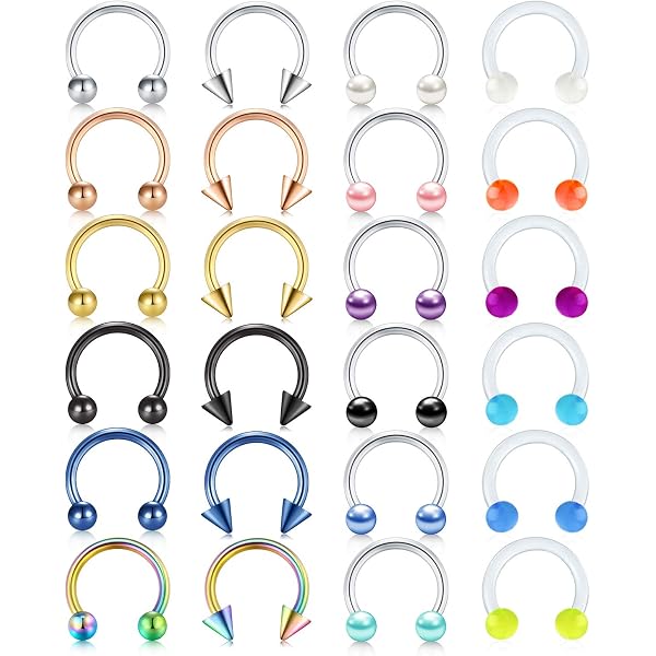 30 Pezzi Retainer Per Piercing Septum 16G - Bioflex Trasparenti E Colorati, Ferro Di Cavallo - Foto 5