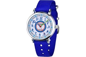 KZKR Montre Enfant garçon Fille Montre Bracelet Éducative pour Enfants Nylon,Time Teacher Analogique avec Exercices,Mécanisme en Quartz Japonais,Facile d’Apprendre à Lire l’Heure