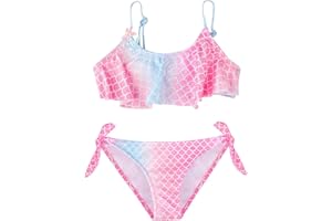 POWER FLOWER Costume da Bagno per Ragazze Set Bikini Due Pezzi Set Tankini Costume da Bagno per Ragazze 2-14 Anni