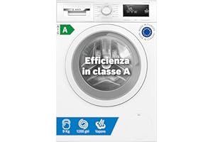 Bosch WAN24009II Serie 4 Lavatrice a carica frontale, 9 kg, 1200 giri, Classe energetica A, motore inverter con 10 anni di garanzia, riduce le pieghe e facilita la stiratura, Bianco, 60 Cm