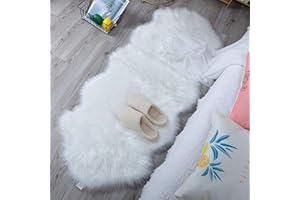 JXLOULAN Faux Lammfell Schaffell Flauschig Teppich 60 x 160 cm Nachahmung Wolle fellteppich Weiche Longhair Fell Bettvorleger Sofa Matte (Weiß)