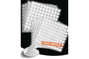 Scratch Autocollant Rond 1080 Pcs, CHUNBAI Velcr Rond 10 mm, Scratch Adhésif Rond, Pastille Scratch Autocollant Double Face, Scratch Rond pour Bricolage, Artisanat, Affiches, etc. (Blanc)