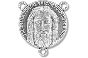 GIFTS CATHOLIC, INC. Bulk Pack of 10 - Holy Face of Jesus Silver Oxidized Rosary Centers/Pendant for Rosary, 1 Inch Round Catholic Rosary Centerpiece Connector - Rosary Making Supplies for Diy Rosary, Made in Italy,