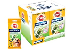 Pedigree Dentastix Fresh 70 Snack per la Igiene Orale (Cane Grande 25 kg+) 270 g 7 Bastoncini - 10 Pacchetti (70 Bastoncini in totale)