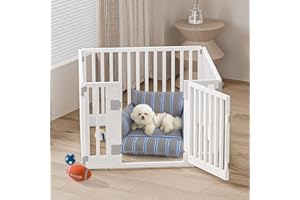 Gupamiga Box per cuccioli, pieghevole, con porta, beccuccio per cuccioli per casa, solido e liscio, facile da installare, bianco 89 x 89 cm