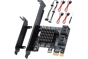 ACTIMED Tarjeta controladora PCI-E a SATA 3.0, Tarjeta de expansión de 4 Puertos SATA III 6 Gbps, Compatible con Ranura PCI Express (1 x 4 x 8 x 16 x), para Windows10/7/8/XP/Vista/Linux.