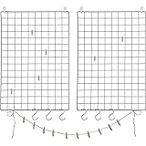 SONGMICS Fotowand aus Drahtgitter, 2er Set, Wanddekor, multifunktionale Gitterwand, Wandgitter, DIY, mit S-Haken, Klammern un