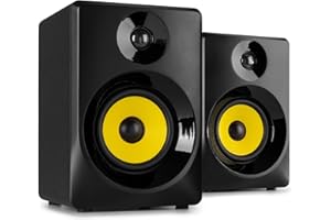 Vonyx SMN30B - Studio Monitor, Aktiv Lautsprecher Set, 60 Watt, 3 Zoll Studiolautsprecher Set, DJ Monitor Speakers, Abhörmonitor, Studiomonitor, PC Lautsprecher, Home Studio Boxen Aktiv, Schwarz