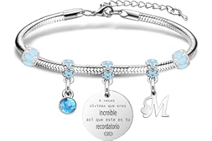 COAGURMES Regalo de pulsera de inspiración,recordatorio plateado de 26 letras pulsera colgante A - Z pulsera hija madre hermana amiga cumpleaños navidad graduación