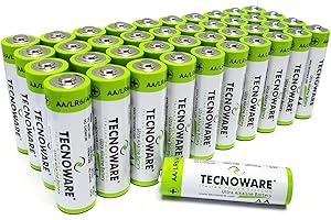 Tecnoware Power Systems - 40 pile alcaline AA 1,5 Volt, Energia Duratura per Giocattoli e Telecomandi, Chiusura Sicura in Nylon, Packaging Riciclabile, batterie AA