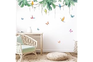 Tanlaby Pegatinas de Pared Decorativas Vinilos para Pared con Hojas Tropicales y Plantas Colgantes Decoración para Sala de Estar Dormitorio y Fondo de TV