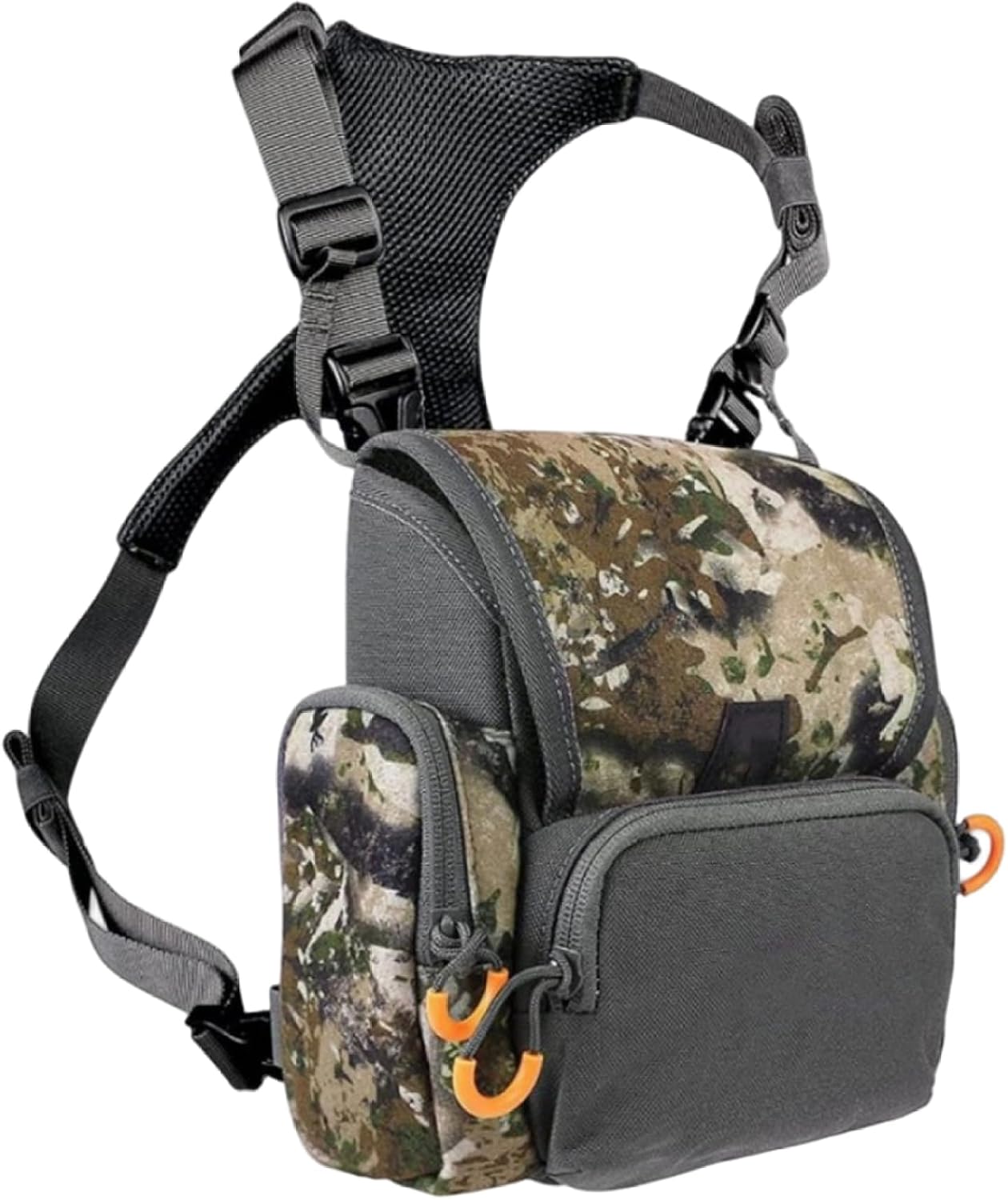 Rwigeboo Arnés binocular, paquete de pecho de caza ajustable y transpirable con paquete de caza impermeable con múltiples bolsillos para hombres y mujeres