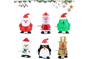 LOCCY Weihnachten Aufziehspielzeug, 6 STK Aufziehspielzeug Weihnachten Schneemann Weihnachtsmann Figur Uhrwerk Spielzeug für Weihnachtsfeier Begünstigt Goody Bag Füller