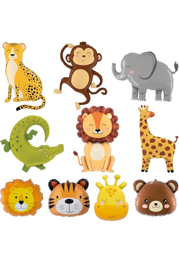 Lot De 8 Masques En Carton Animaux De La Jungle - Taille Unique - Pour