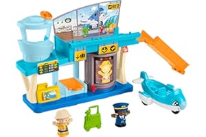 Fisher-Price Little People Toddler Toy Everyday Adventures Airport Playset with Airplane for Preschool Pretend Play Ages 1+ Years, HTJ26