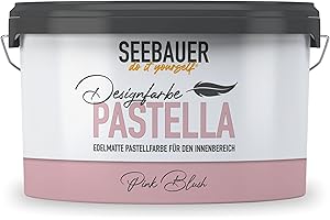 SEEBAUER diy Pastellfarbe PASTELLA Pink 2,5L (Pink Blush) Edelmatte Wandfarbe Rosa - Innenfarbe sehr hohe Deckkraft - Matt, Abwaschbar und Tropffrei