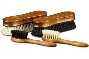 ‎LANGER & MESSMER EXKLUSIVE SCHUHMODE HEIDELBERG Langer & Messmer Set of 4 Premium Shoe Brushes Made of Horsehair for Professional Shoe Care of Smooth Leather Shoes - Includes Polishing Brushes and Cream Brushes