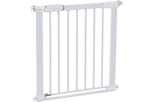Safety 1st SecureTech Flat Step Practical Safety Metal Gate with Thin Step Over Bar, Ideal for Kids and Pets, 73 to 80 cm, White
