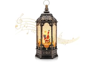 Auniq Adorno Navidad Farolillo Muñeco de Nieve,Linterna de Navidad con Purpurina Escena Árbol Navidad con Hombre de Nieve,Farol Navidad Relleno Purpurina, para Regalo y decoración Interiores y Mesa