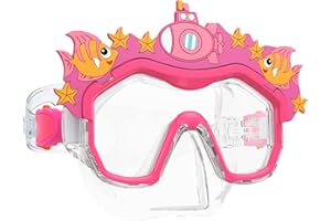 Maschera Subacquea Bambini,VUENICEE Maschera Snorkeling con Vista Panoramica Antiappannamento e anti-perdite con Cinghie Regolabili per la Testa, Snorkeling Bambini e Ragazzi 4-12 Anni