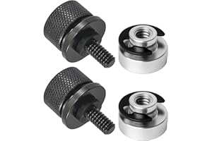 T TAKONE Harley Davidson Accessories - 2 Sets Motorcycle Seat Screws Made of Aluminium, with C-Clips & Thumb Screw for Secure Motorcycle Seat Attachment (Black)
