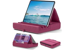 KDD Supporto cuscino per tablet, Supporto pieghevole per iPad per grembo, letto e scrivania - Dock per tablet con tasca e supporto per iPad Pro 12.9, 10.5, Air Mini 6 5 4 3, Kindle, E-Reader, Viola