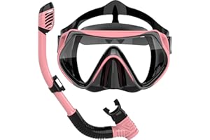 BuyCard Snorkel Set Kids 6-14, 180 Degree Panoramic View Dry Top Snorkeling Gear for Kids, Safe Anti-Leak Anti-Fog Diving Mask, Snorkel Set and Swimming Goggles