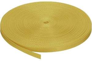 QUARKZMAN Platt nylonrem 1 cm x 45,7 m guld för gör-det-själv-reparation av utomhusutrustning, ryggsäckar, bagagehållare, hantverk