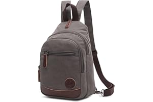 VARLIVOO Rétro Hommes Sling Bag Sacs à Bandoulière pour Sac de Poitrine Sac d'Épaule Crossbody Bag Voyages Randonnées Camping Sports de Plein Air Sling Sac à Dos Toile