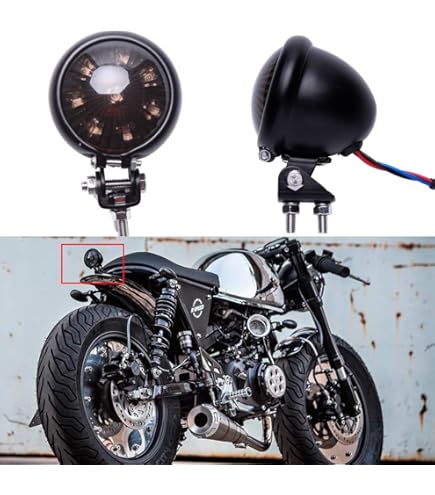 Ovales Motorrad Rücklicht - Schwarz Mit E-Zulassung