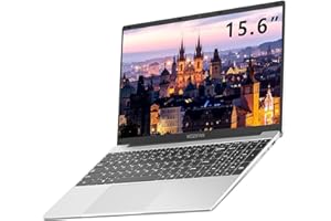 WOZIFAN Laptop 15.6 Zoll J4105(4-Core-Prozessor) Win Notebook 128GB+SSD Erweiterung Computer 2.4G+5G WiFi 1080 FHD Bluetooth USB HDMI mit kabelloser Maus und Deutscher Tastatur Aufkleber-Silber
