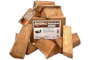 Landree Eiche Smoker-Holz 4 kg (Ohne Rinde) - 20 cm Scheitlänge - Edles Räucherholz für Starkes Aroma, naturbelassen, Qualität aus Schleswig Holstein