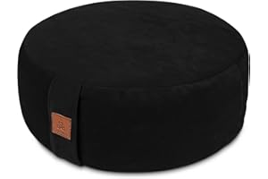 FELIZMAX Zafu Cuscino rotondo in velluto per meditazione, cuscino da meditazione con grano saraceno per sedersi sul pavimento, cuscino da yoga, pouf da pavimento, fodera di alta qualità con cerniera, cuscino
